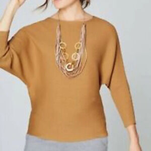 Pure Jill NEW Sweater Ribbed Dolman Sleeve Boat Neck Curry Size Medium Petite